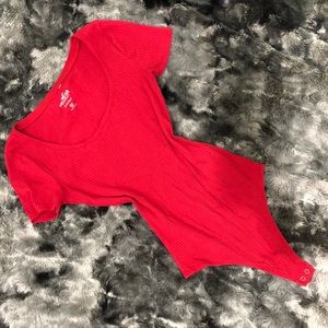 HOLLISTER RED CHRISTMAS HOLIDAY RIBBED BODYSUIT